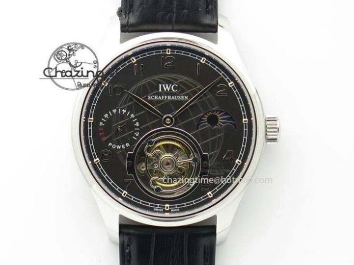 MIROTIME 0601 Breathable Portuguese Tourbillon Mystere SS TF Best Edition White Dial on Black Croc Leather Strap 7384